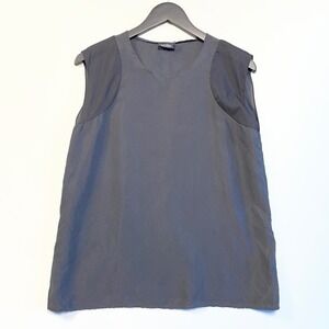 Kate Spade Saturday Women's Black Silk Sleeveless Blouse Sheer Panel Top Size M